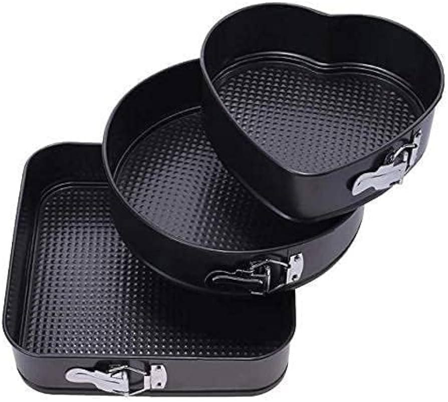 Cake Mould - 3 Shaped Cake Moulds ( Heart, Round, Square Tray )