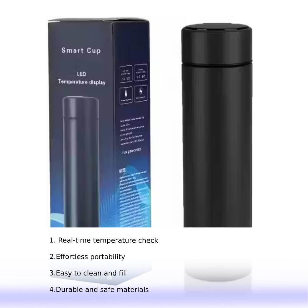 Water Bottle LED Temperature 500 ml Flask | 500 ML | Pack of, 1 | (Black)