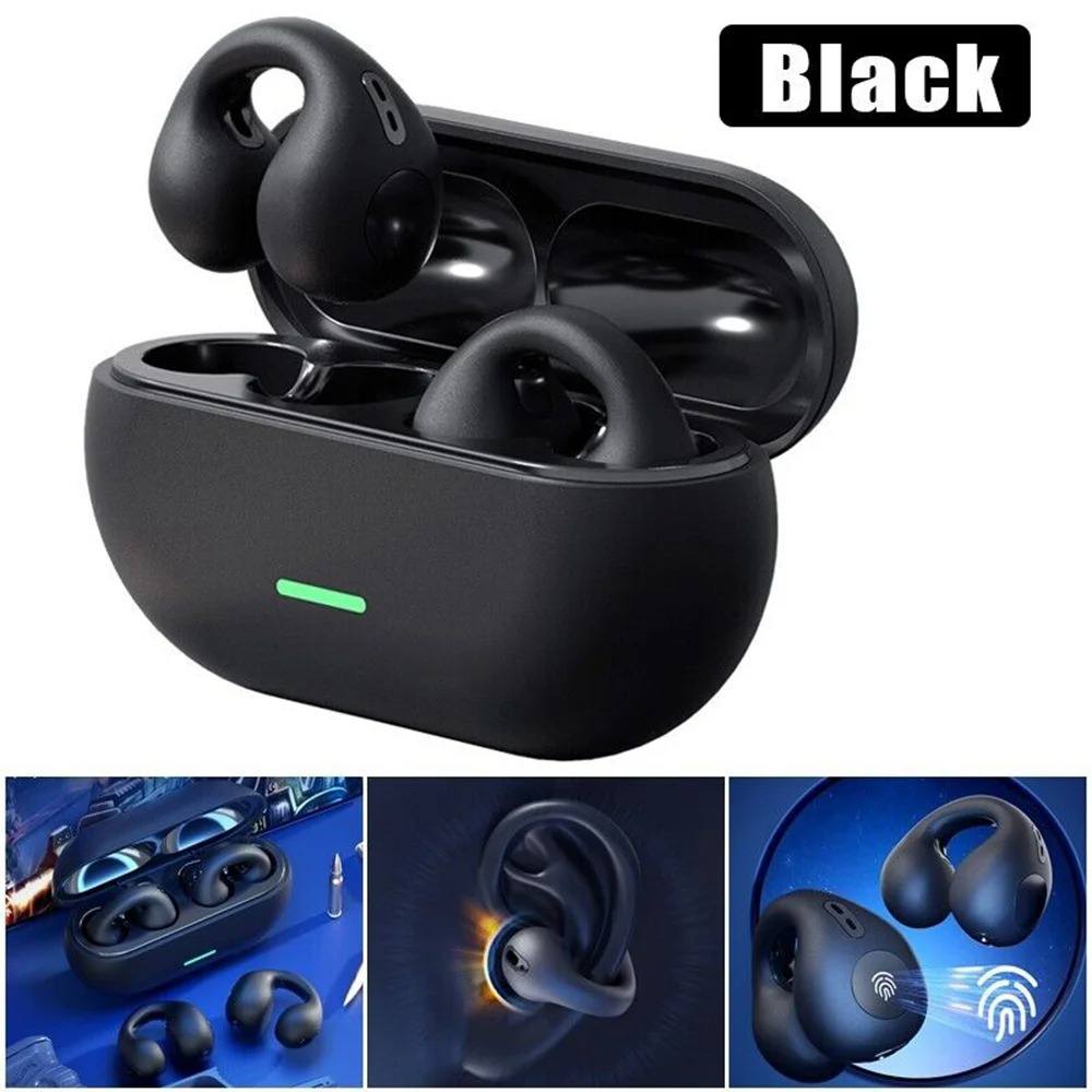 Airdopes Loop OWS Earbuds w/Clip-On Fit, Air Conduction Tech, 5.3 chip, panoramic surround stereo sound, touch control, 300HRS stand by duration, 4Mics ENx, 12mm Drivers, 40ms Latency, ASAP Charge, OWS Ear Buds Earphones (Cool Black)